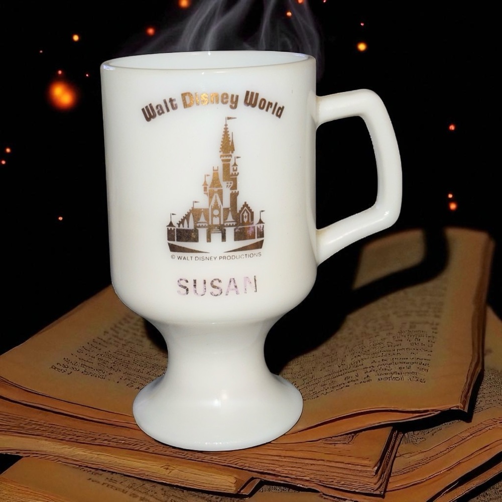 Vintage Find | Walt Disney World "Susan” White Milk Glass Pedestal Coffee Mug